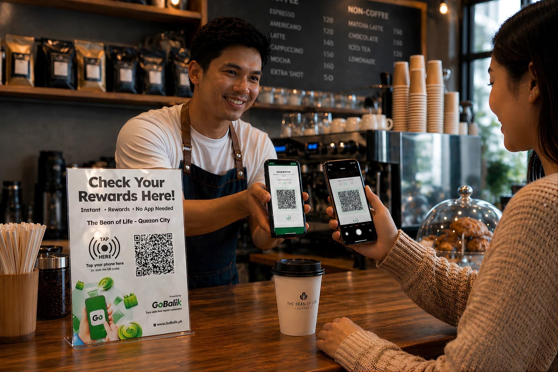 GoBalik app - customers scanning QR codes